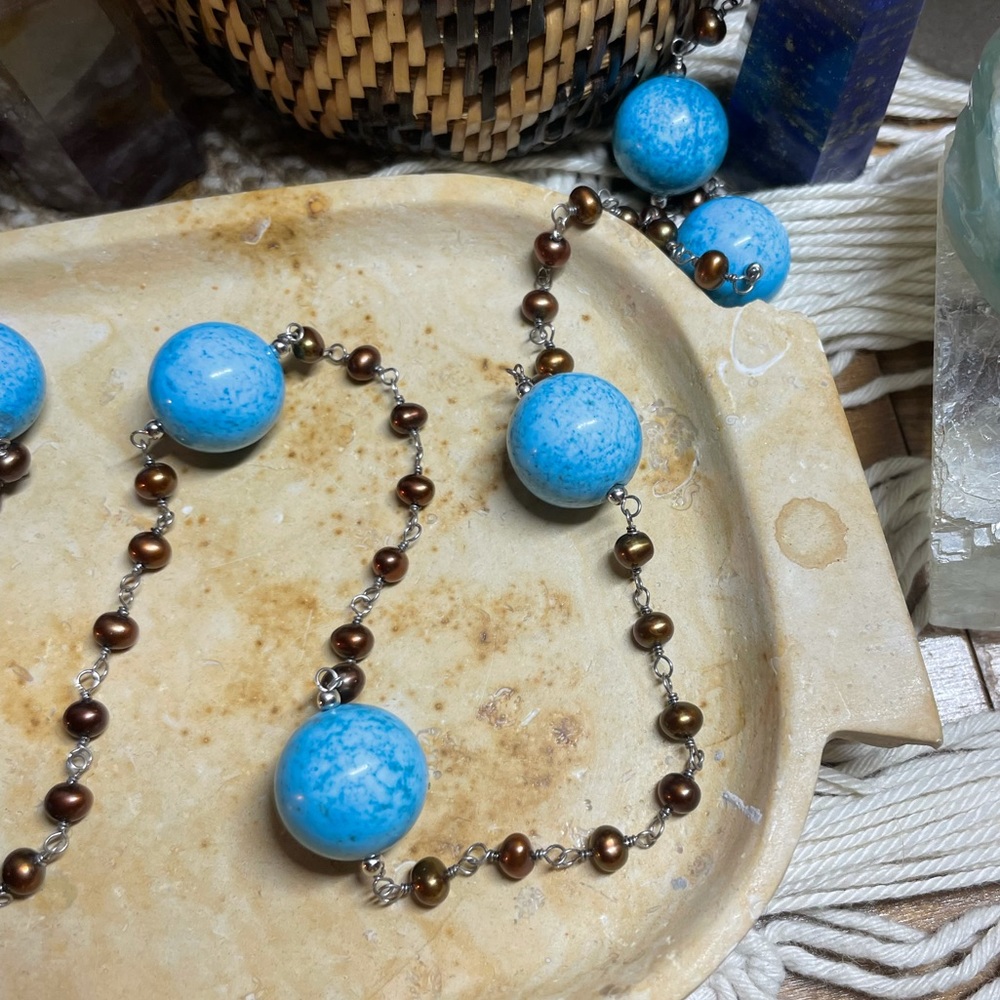 Kate McCullar Turquoise Beaded 925 Silver Necklace